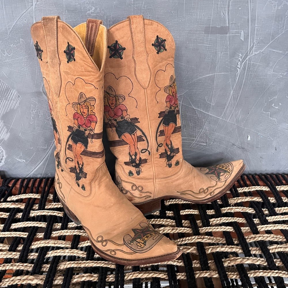 Rare Old Gringo Tan Embroidered Western Cowgirl Heeled Boots